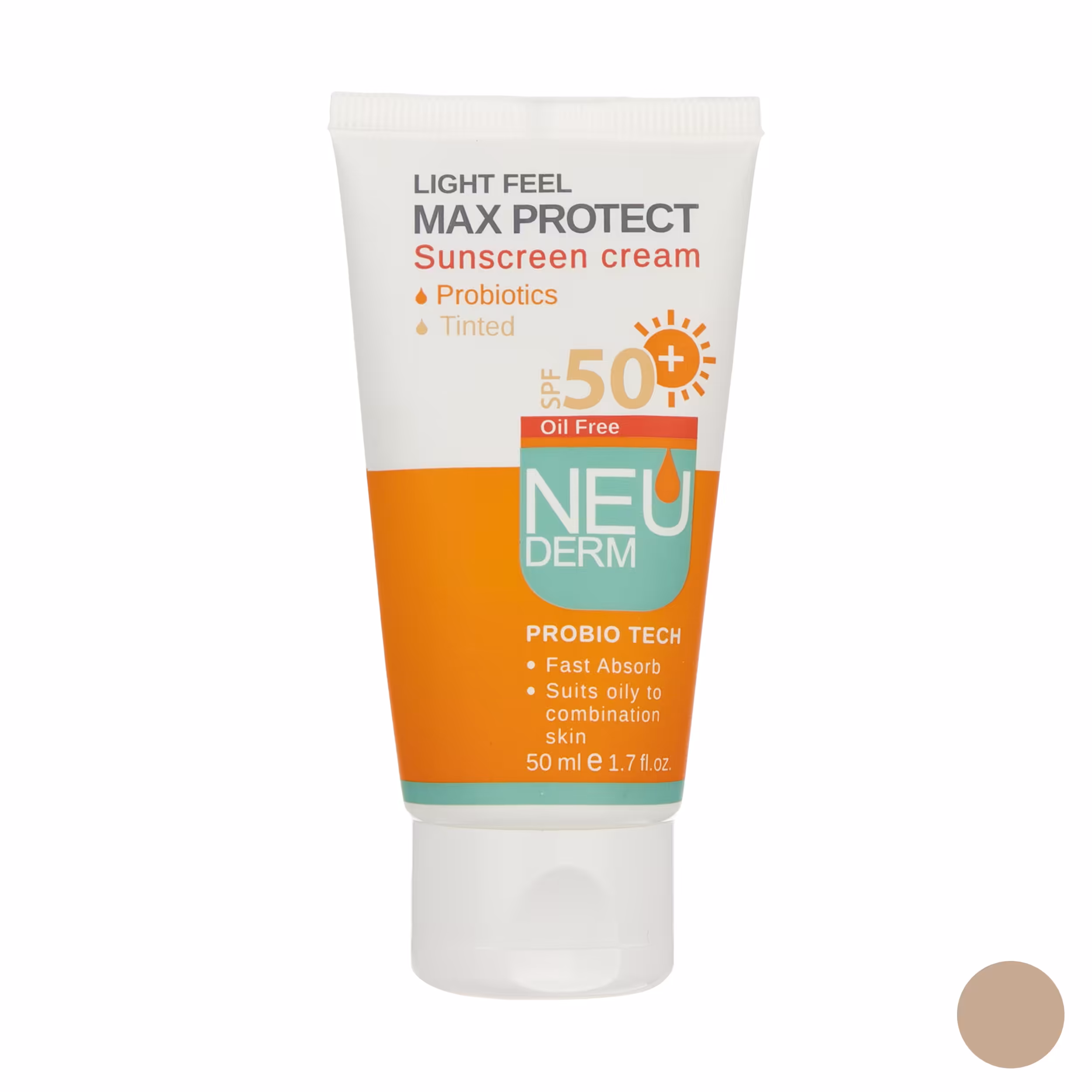 کرم ضد آفتاب رنگی نئودرم پوست چرب و مختلط مدل Max Protect حجم 50 میلی لیتر