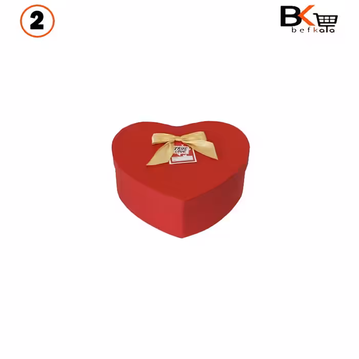 باکس کادویی قلبی پاپیون دار سایز کوچک قرمز کد 16 سایز دو