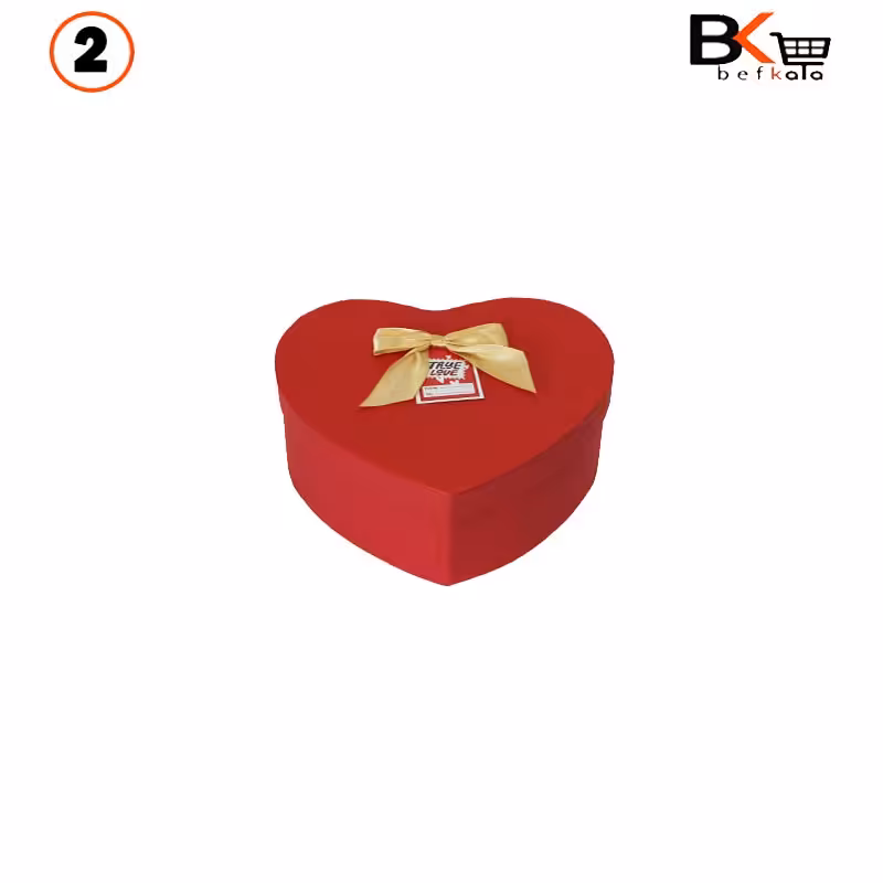 باکس کادویی قلبی پاپیون دار سایز کوچک قرمز کد 16 سایز دو
