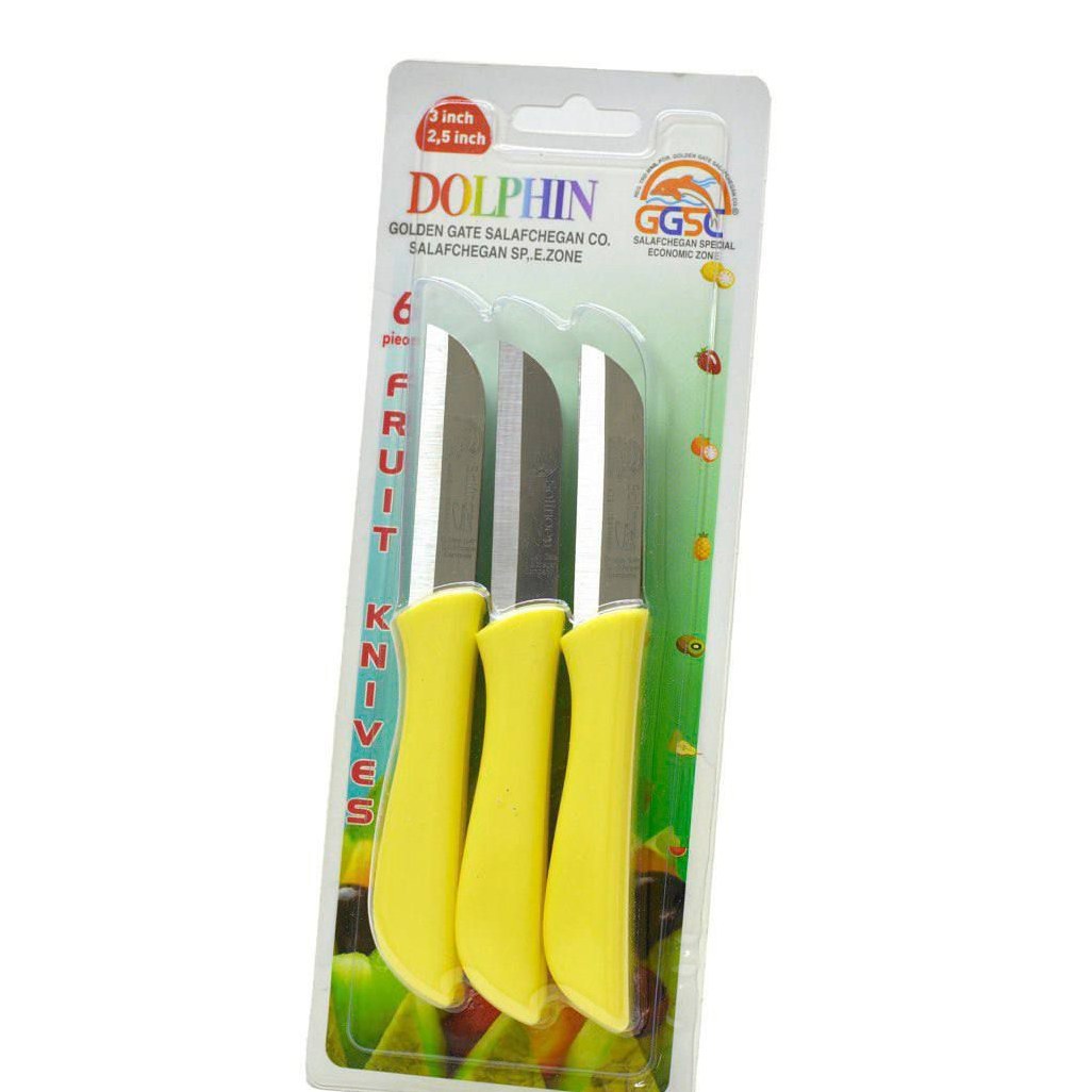 چاقو میوه خوری دلفین زرد 3 بسته