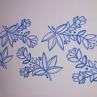 مهر دستساز لینو طرح شاخه ی گل مناسب چاپ کاغذ