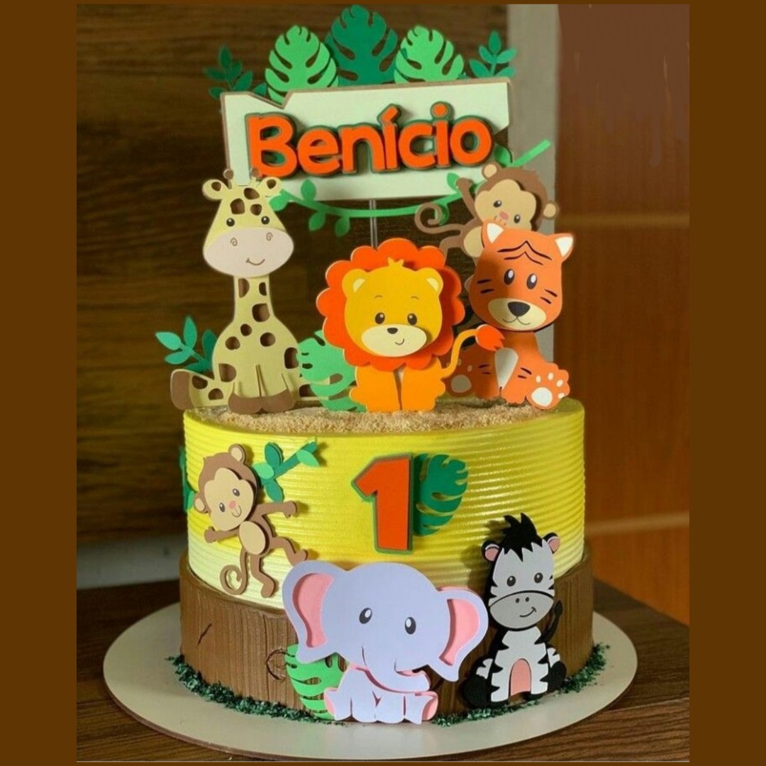  تاپر کیک تولد کودک تم حیوانات جنگل 