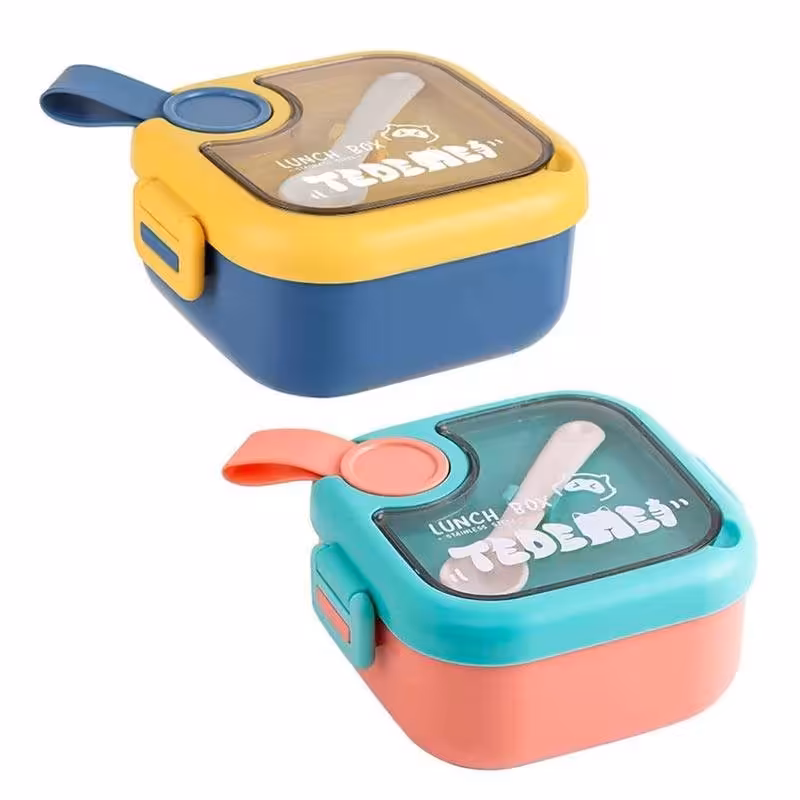 لانچ باکس استیل 750 میل کودک با قاشق و قیچی Tedemei