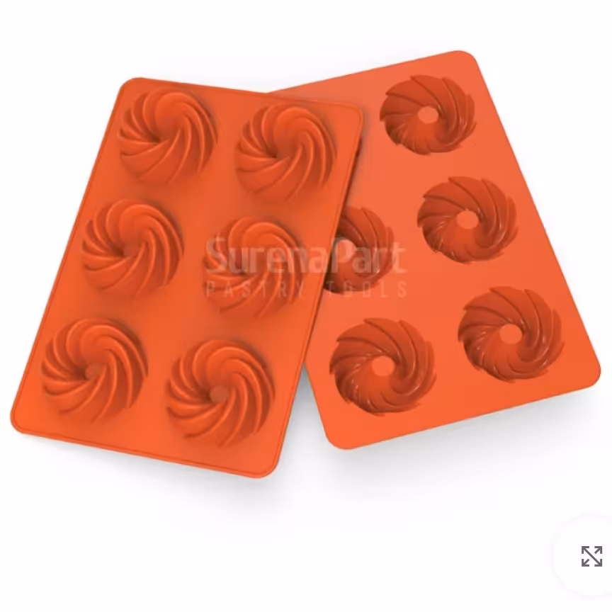 قالب سیلیکونی پیچ قالب پیچ شیفون دار 6 خونه دسری قطر 7.5 عمق 3