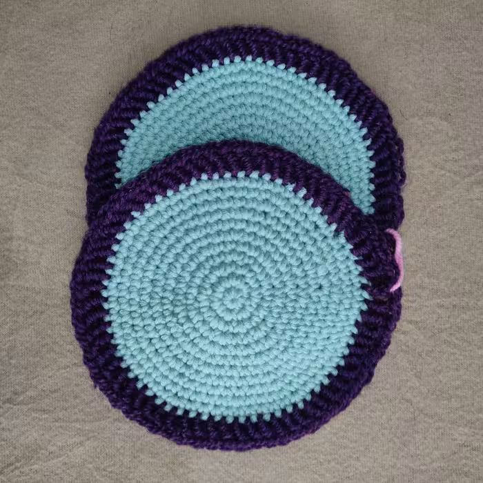 زیر لیوانی طرح دایره ای (بنفش و سبز) (جفت) 12 سانتی متر 