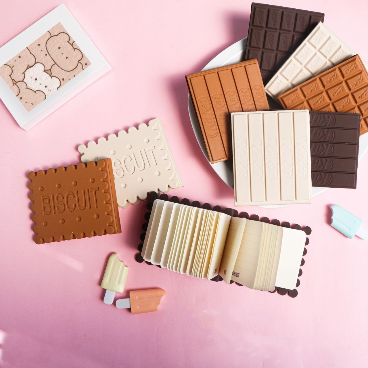 دفترچه سیلیکونی فانتزی 70 برگ طرح شکلات Milka و KitKat