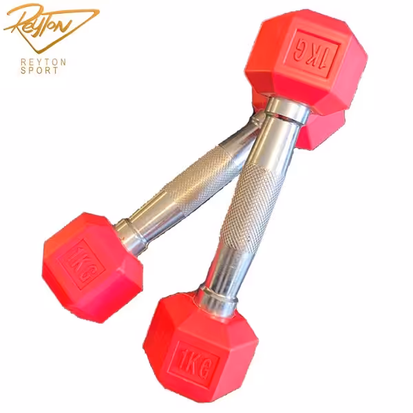 دمبل شش ضلعی رنگی 1 کیلویی