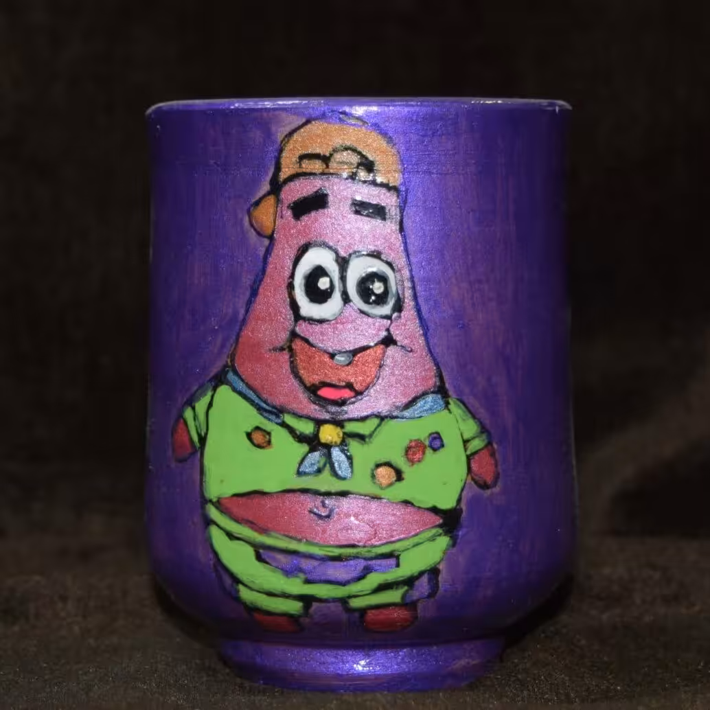 جاقلمی سفالی.رنگ بنفش.طرح فانتزی.در دوطرح پشت ورو.قد20سانت.