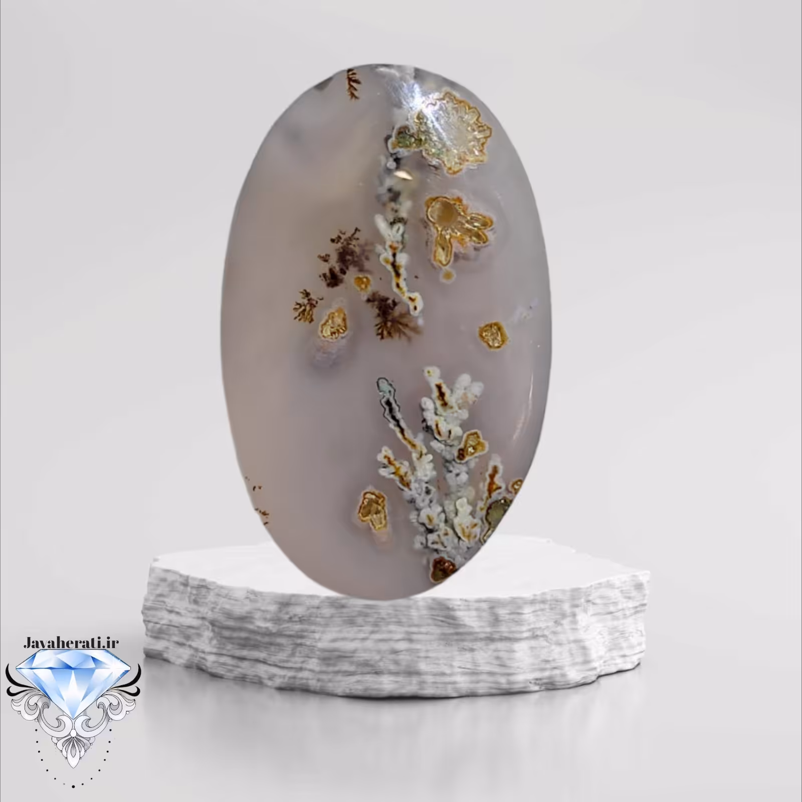 نگین عقیق شجر شکوفه معدنی و بینظیر 