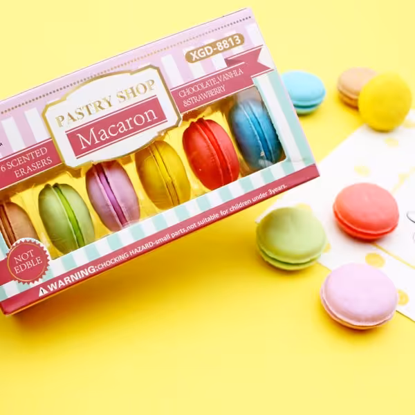 پاکن فانتزی طرح ماکارون 6 عددی همراه با بسته بندی فانتزی / پک پاکن فانتزی ماکارون