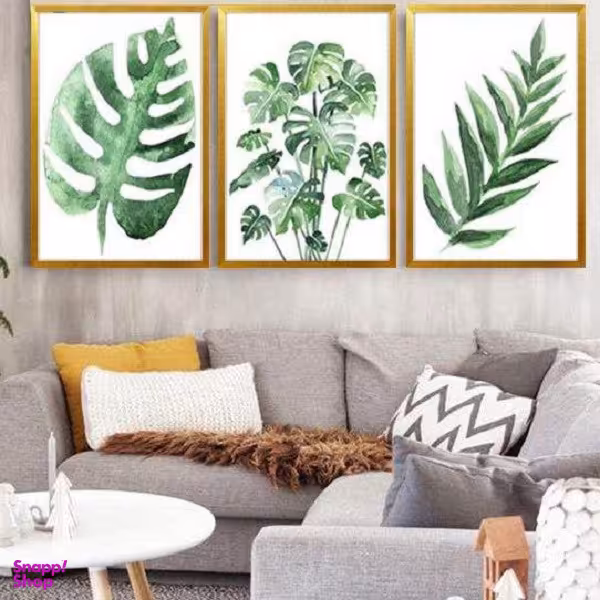 تابلو بکلیت طرح برگ های آرامش مدل دکوراتیو W-265 مجموعه 3 عددی