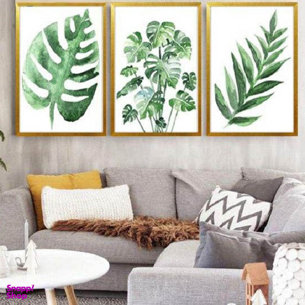 تابلو بکلیت طرح برگ های آرامش مدل دکوراتیو W-265 مجموعه 3 عددی