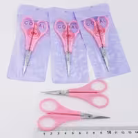 قیچی آرایشی ژانومه سرصاف و سرکج صورتی به صورت جور (بسته 12 عددی)