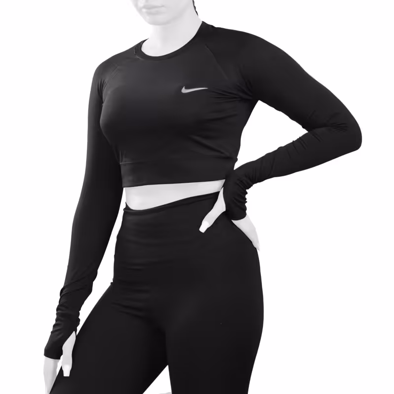 کراپ آستین بلند ورزشی زنانه نایک مدل Py-2B1366 مشکی