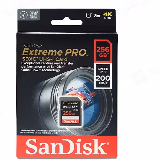 کارت حافظه سن دیسک اس دی 256 گیگابایت ا SanDisk 256GB Extreme PRO SDHC Card 200MB/s Class 10