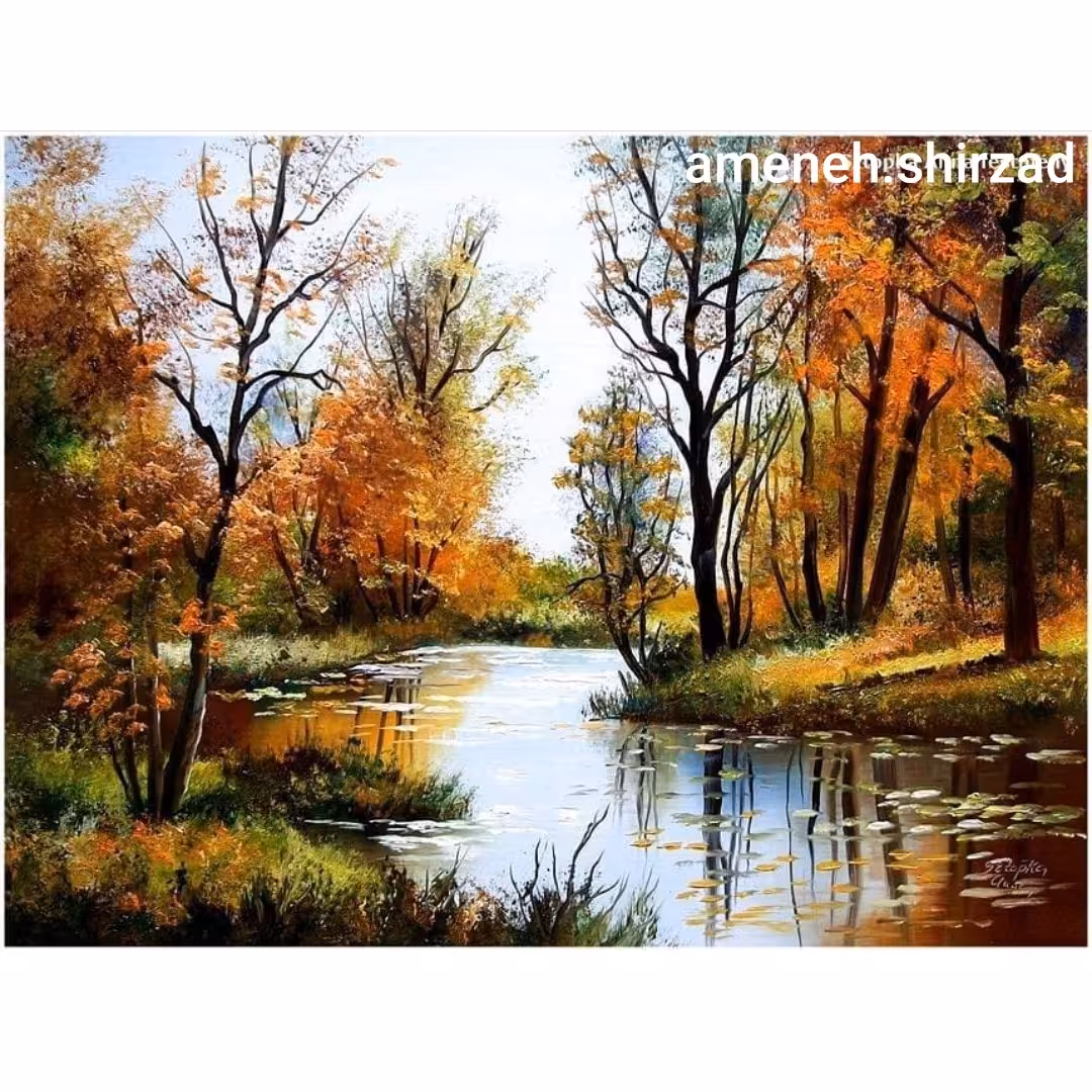 نقاشی منظره فضای پاییزی