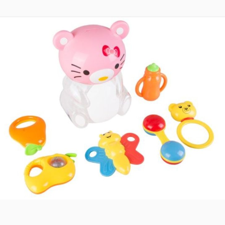 جغجعه کیتی 5 عددی جغجغه حیوانات جعبه جغجغه نوزادی سیسمونی