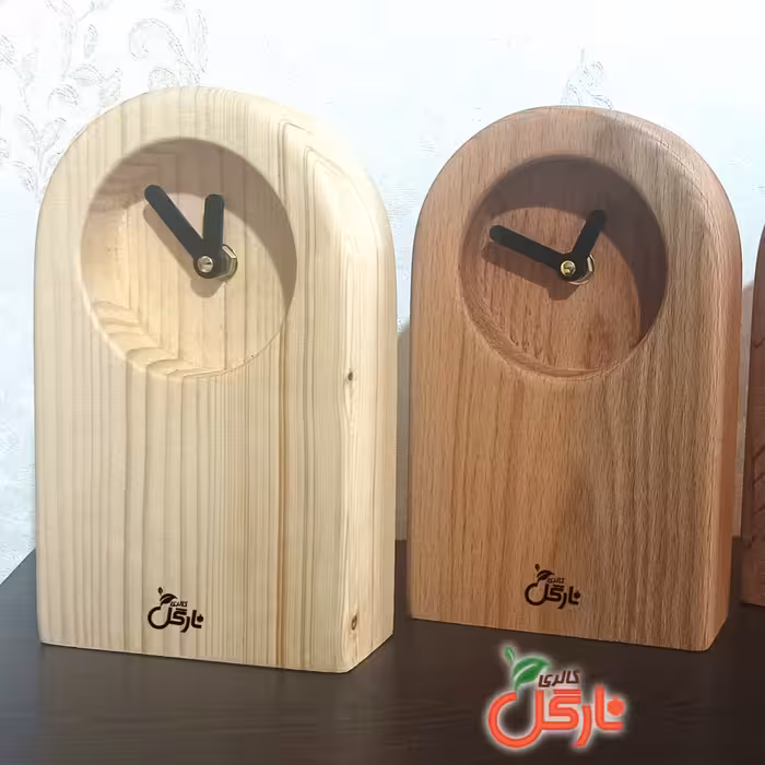 ساعت رومیزی چوبی (کاملا دست ساز با موتور آرامگرد)