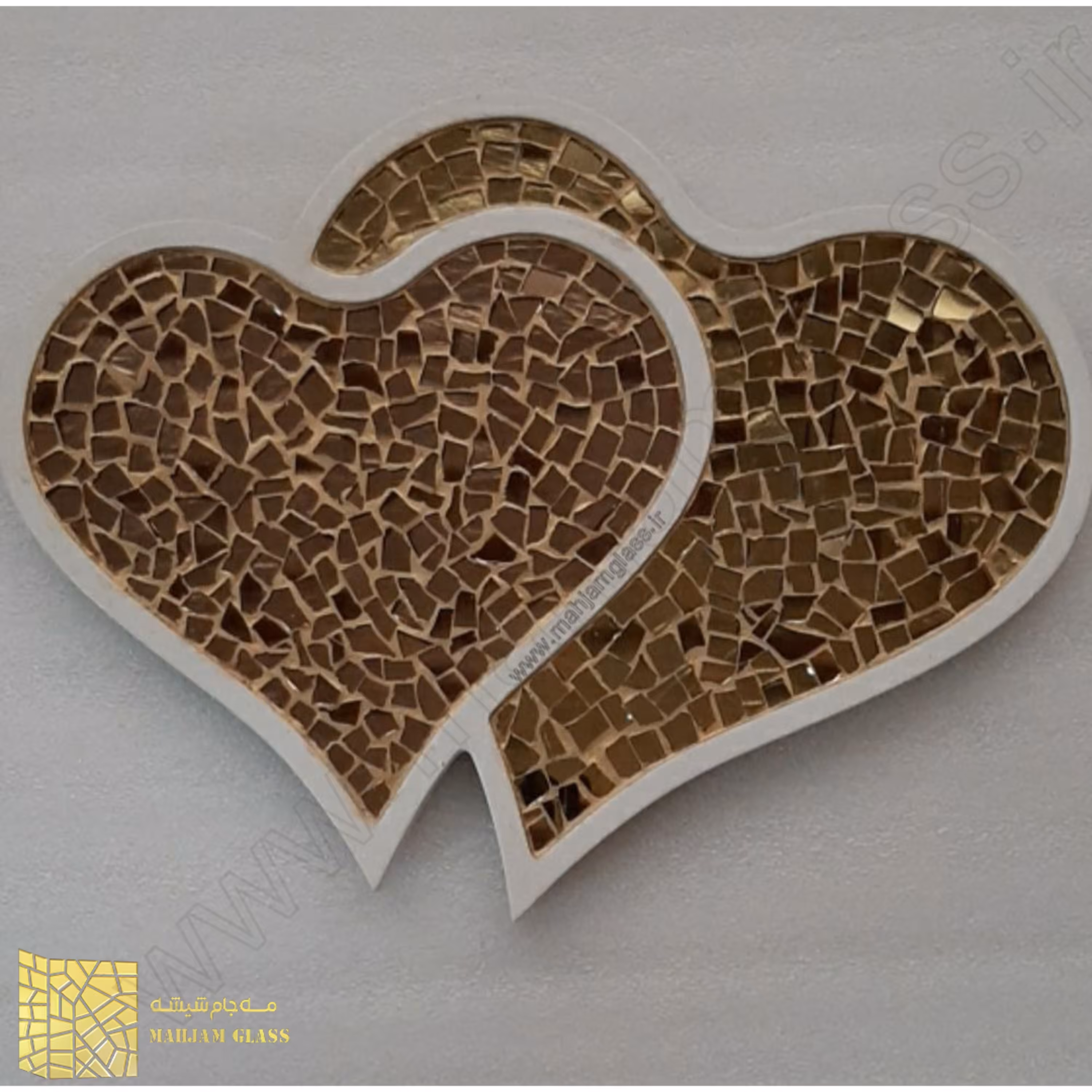 آینه قلب دوتیکه قاب دار طلایی بزنز
