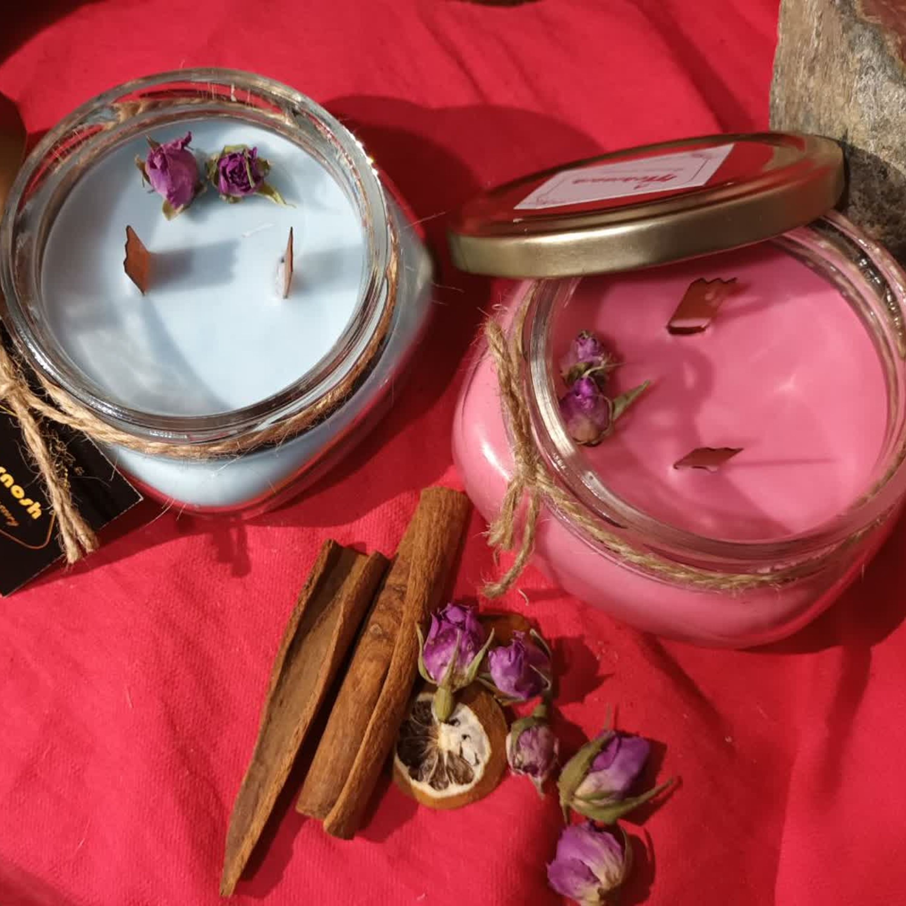 شمع درب کانتینری  آبی و آدامسی معطر 