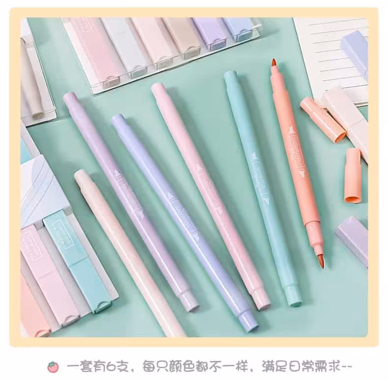 هایلایتر فانتزی استوانه ای دوطرفه در رنگهای مختلف