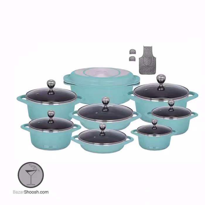 سرویس قابلمه 19 پارچه طرح ایتالیا بی MGS رنگ سبز