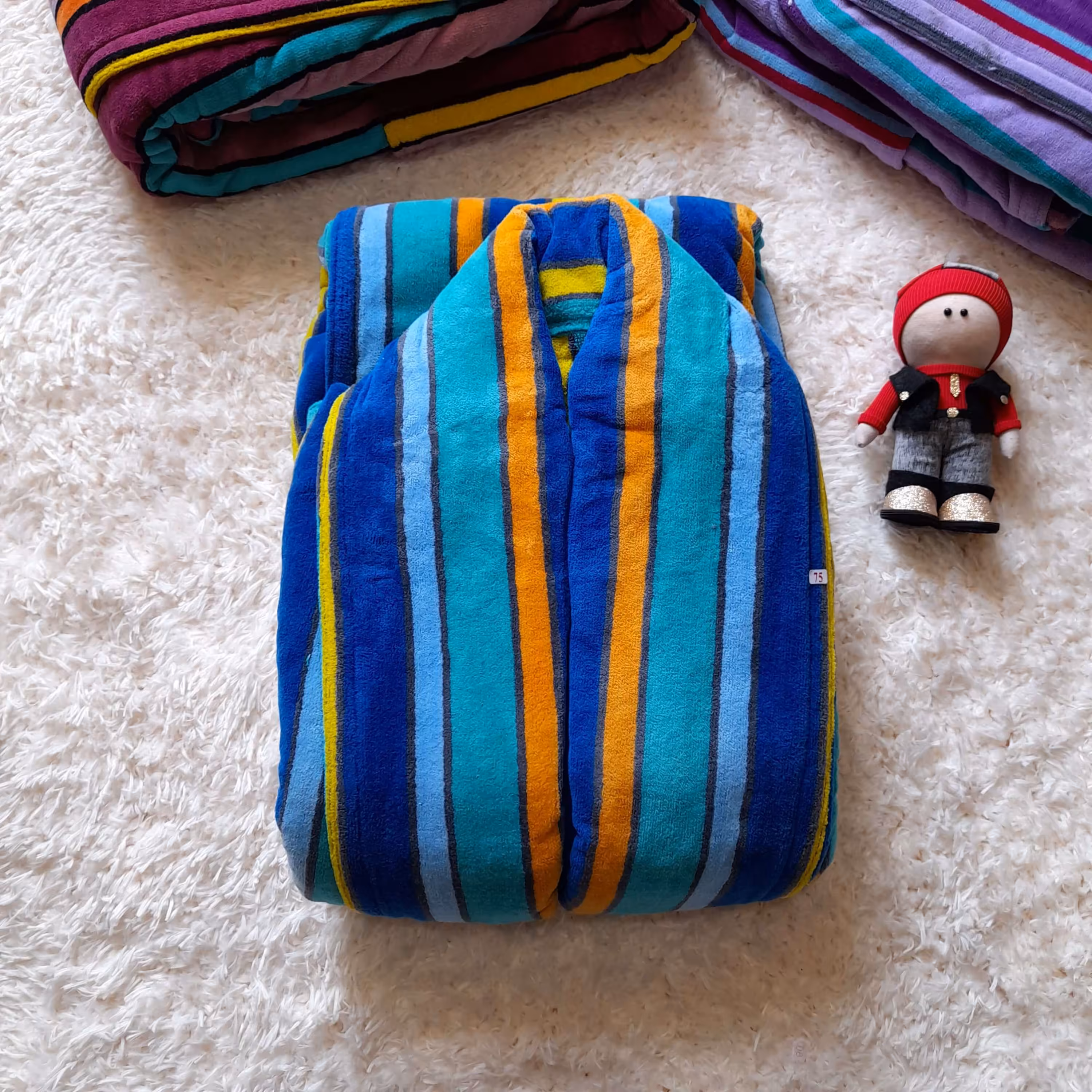 حوله تن پوش ماندگار طرح راه راه سایز 125