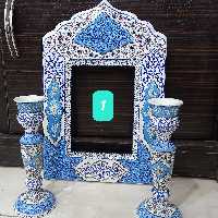 آینه و شمعدان مس مینا با 5 طرح و رنگ مختلف