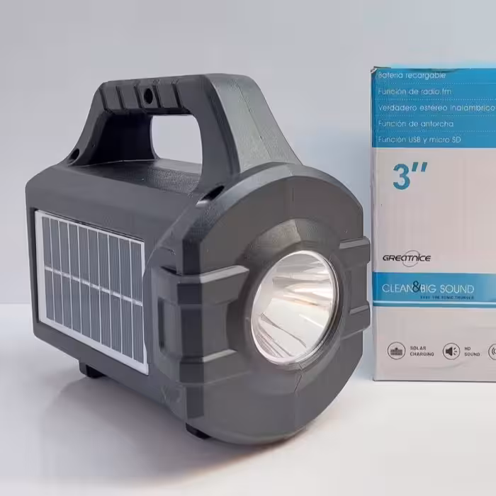 اسپیکر  3 اینچ عالی مدل GTS-1552  دارای بلوتوث قابلیت رم و فلش دارای رقص نور قابلیت شارژ خوشیدی دارای چراغ قوه 