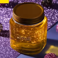 جار پلاستیکی ( ظرف عسل نیم کیلویی )  ( 400 سی سی )  با درب پلاستیکی طلایی رنگ سایز 68