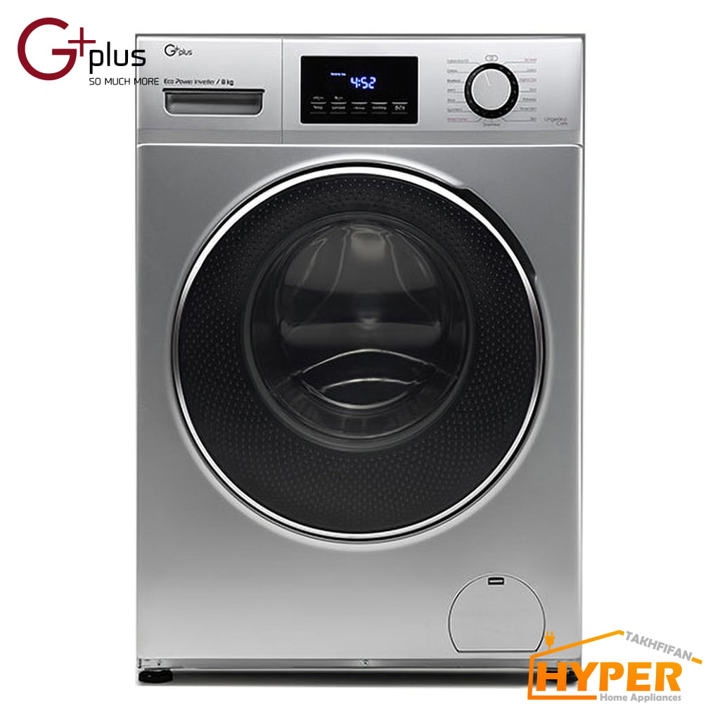 ماشین لباسشویی جی پلاس GWM-J8250S نقره ای 8 کیلویی