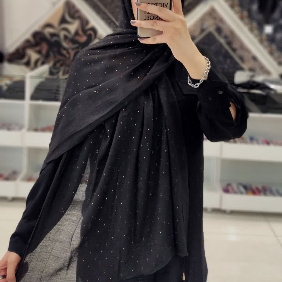 مشکی،
شال اسلپ نگین دار(طلایی)، تعداد انتخابی،