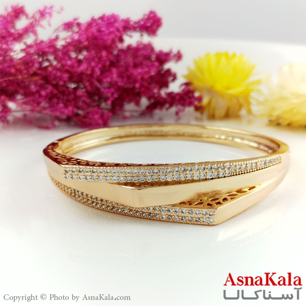 دستبند النگویی نگین دار ژوپینگ کد DSB1809W - آسنا کالا