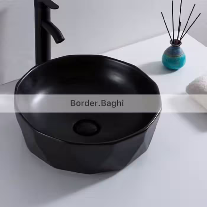 کاسه روشویی مدل گرد 8ضلعی مشکی مات
