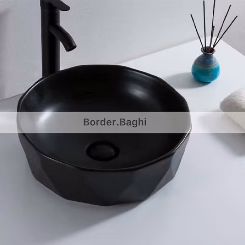 کاسه روشویی مدل گرد 8ضلعی مشکی مات
