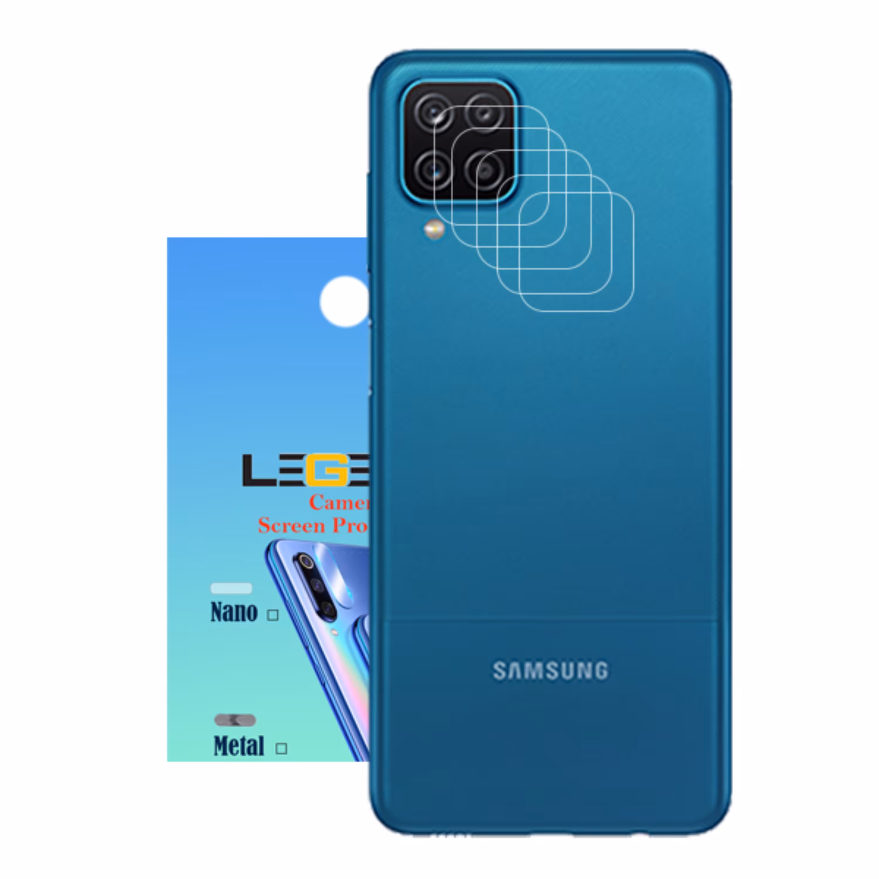 محافظ لنز دوربین لجند مدل نانو گلس مناسب موبایل سامسونگ Galaxy A12 بسته 5 عددی