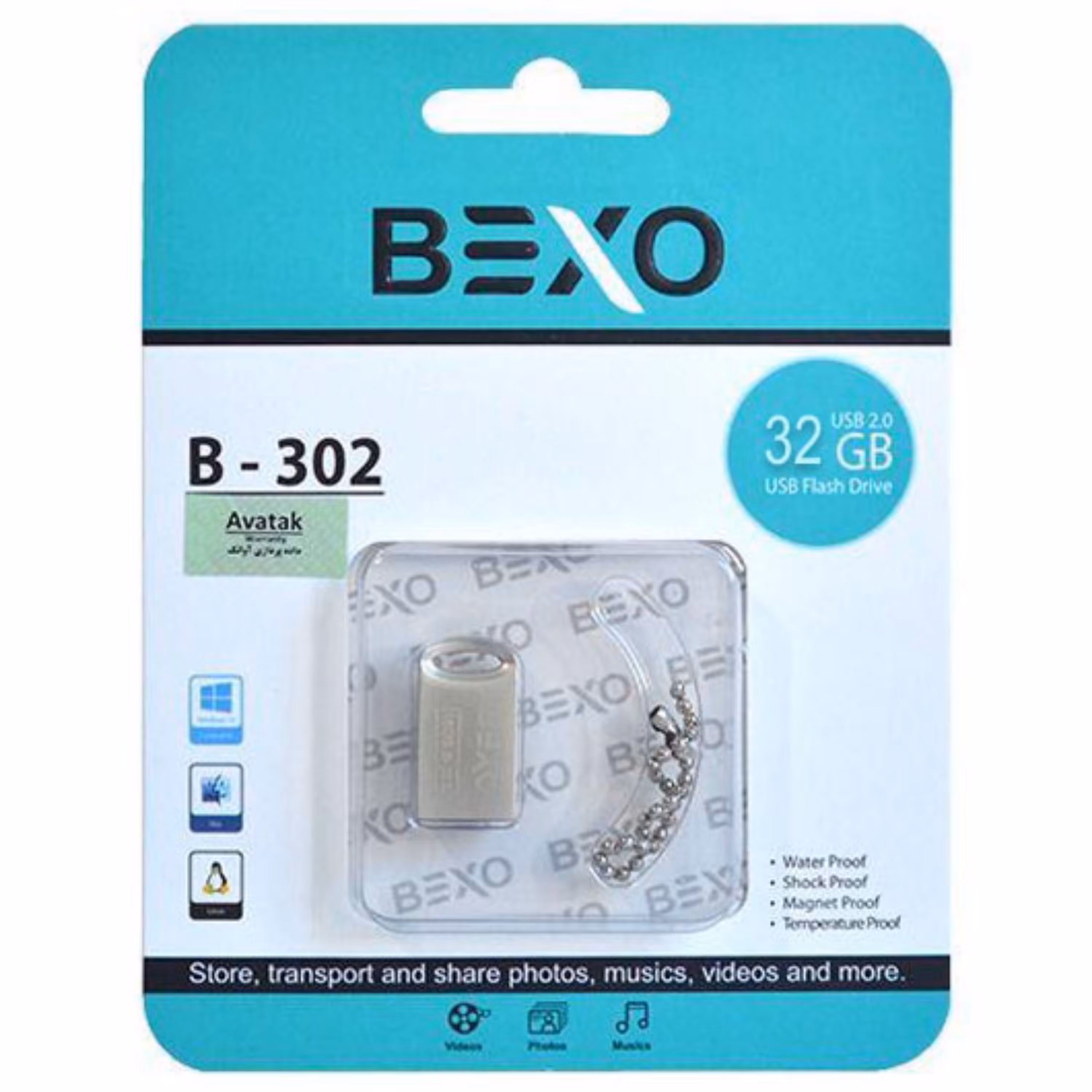 فلش 32GB Bexo B-302 با گارانتی مادام العمر