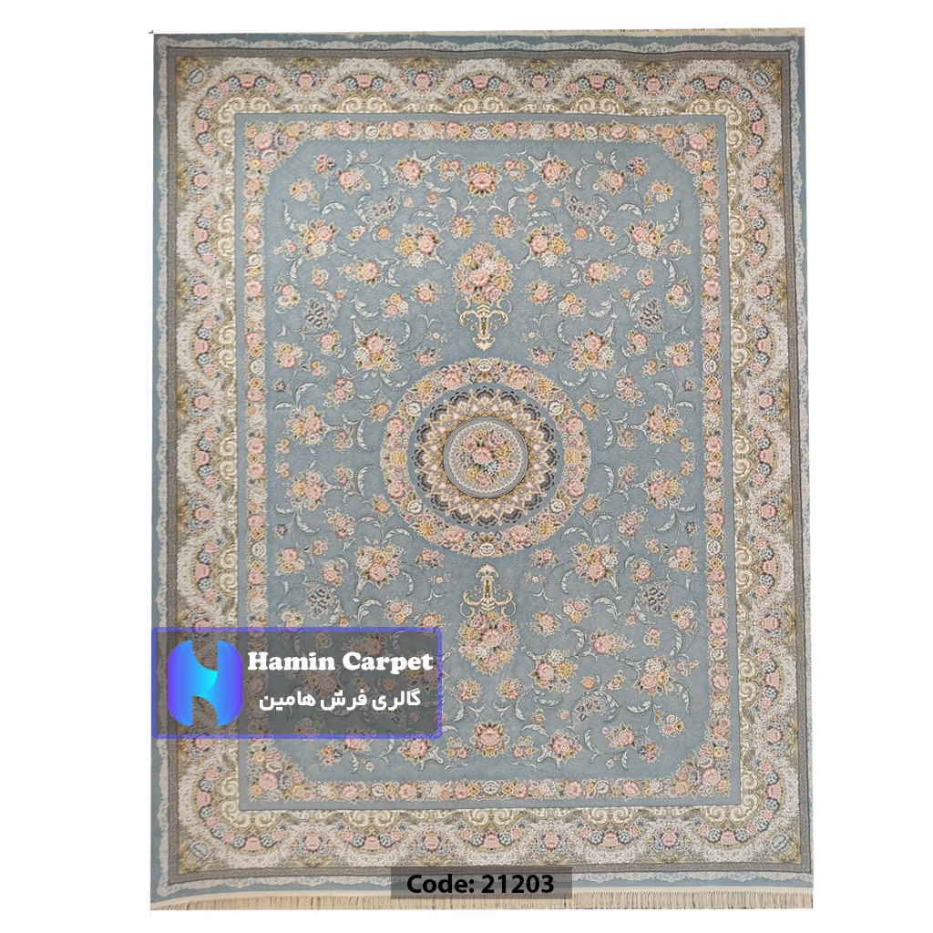 فرش 4 متری 1200 شانه تراکم 3600  نخ اکلریک گل برجسته کد AR21203