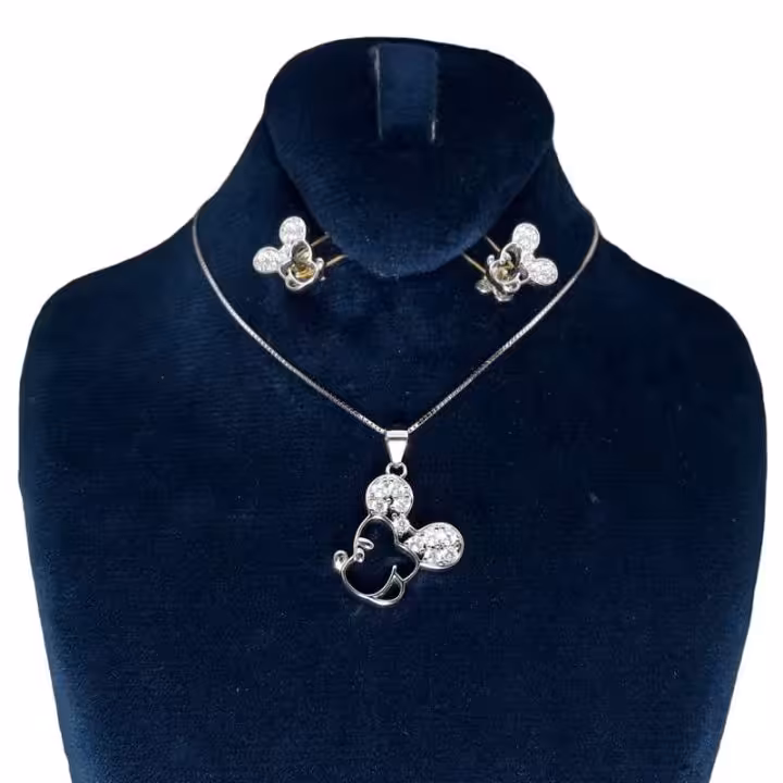 نیمست نقره با روکش طلا سفید مدل میکی ماوس کد 5