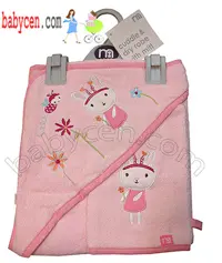 حوله کلاهی و لیف مادرکر Mothercare Baby Bath Towel ،حوله اورجینال مادرکر -صورتی خرگوش