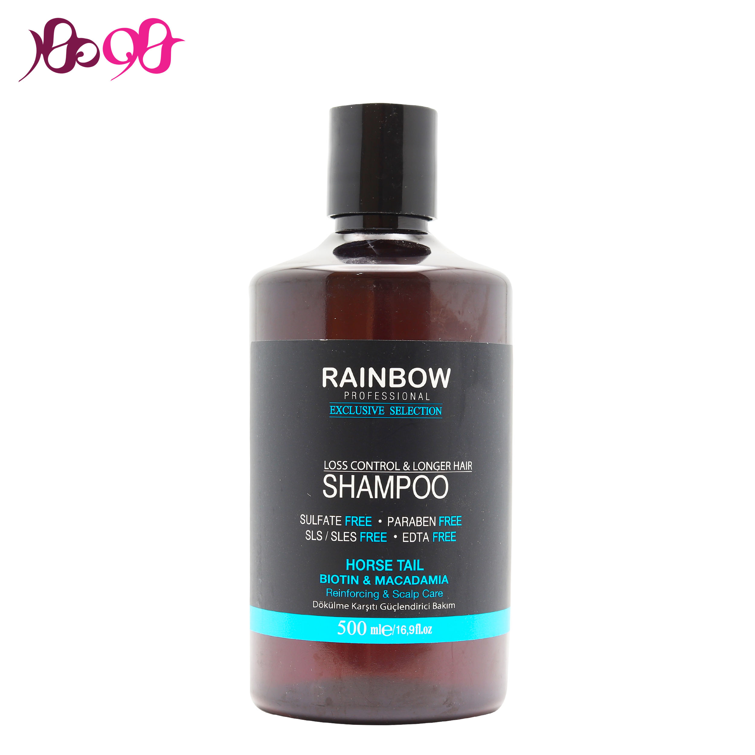 شامپو ضد ریزش رینبو حاوی بیوتن و ماکادمیا 500 میل - RAINBOW
