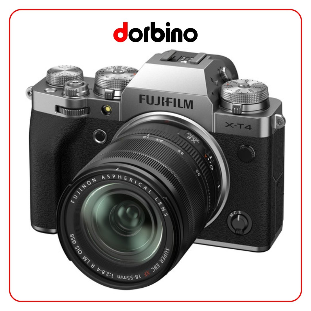 دوربین عکاسی فوجی فیلم FUJIFILM X-T4 Mirrorless Camera with 18-55mm Lens (Silver) - فروشگاه دوربین دوربینو