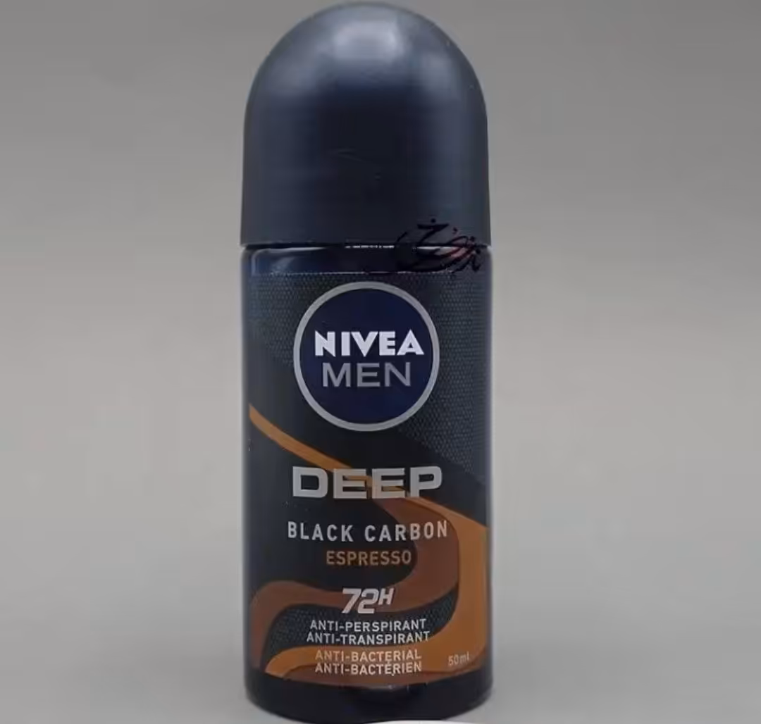 مام نیوا رول ضد تعریق مدل بلک کربن اسپرسو Nivea Roll on deep black carbon espresso حجم 50 میل دو لیبل