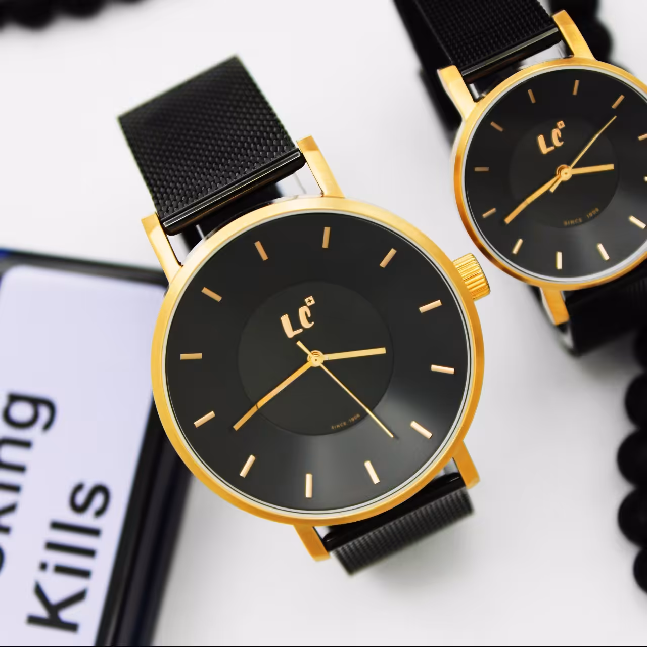 ساعت مچی ست زنانه و مردانه لی کانر-بندحصیری تک موتور مدل LC04139