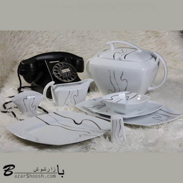 سرویس چینی غذاخوری 107پارچه تقدیس طرح اسکارلت 12نفره کوئین