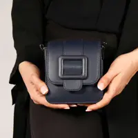 کیف پاسپورتی زنانه مدل کتابی کمری سرمه ای 