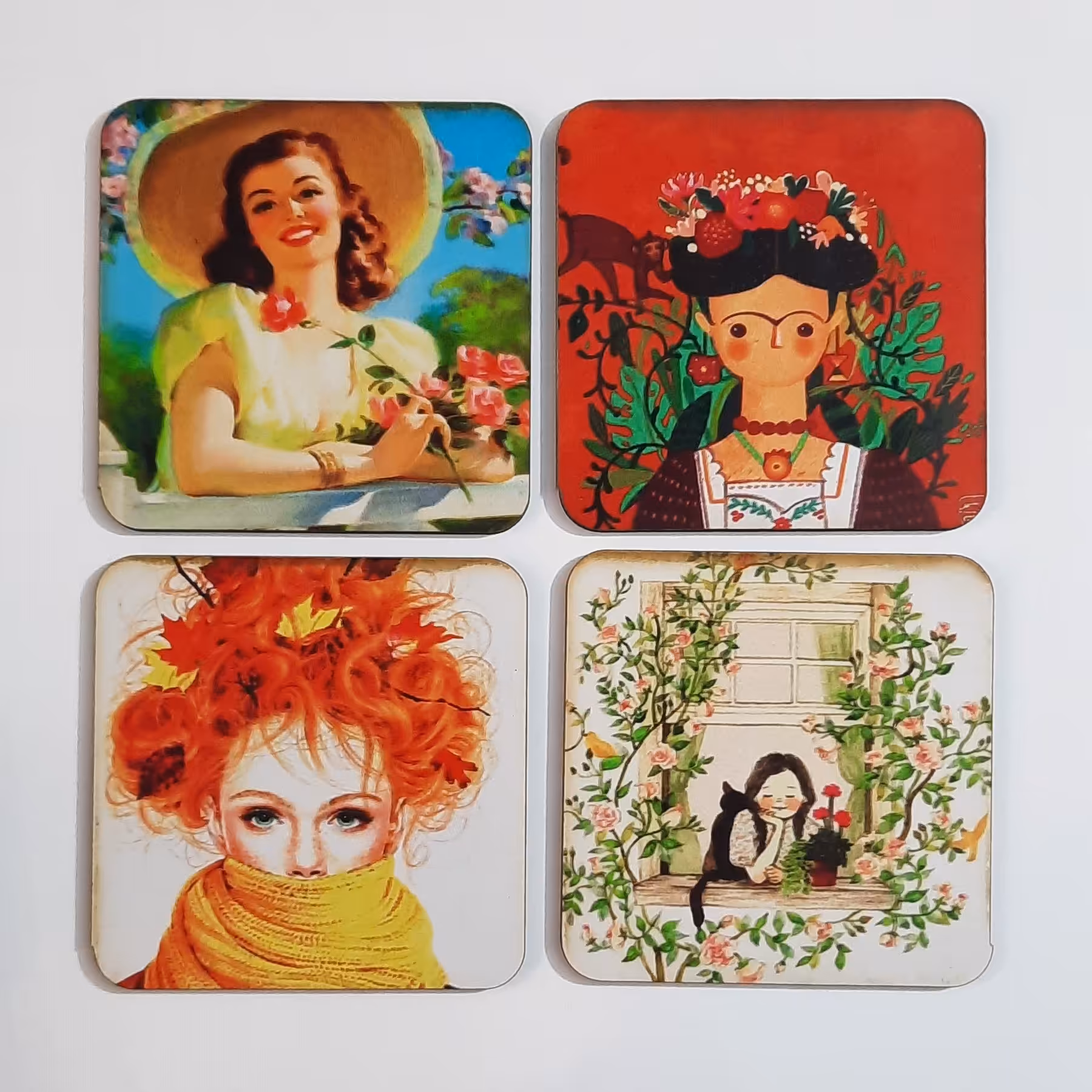 ست زیرلیوانی چوبی 4 عددی