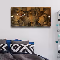 ساعت دیواری چوبی   حکاکی نقاشیخط گالری چارگوش مدل rc01  مستطیل 28در58 سانتیمتر