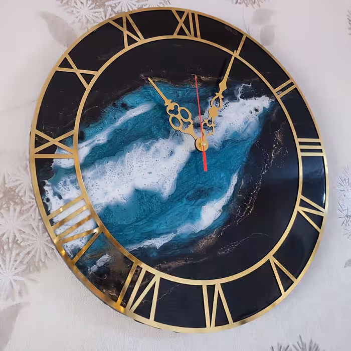 ساعت رزینی طرح فیروزه با قطر 40سانتی