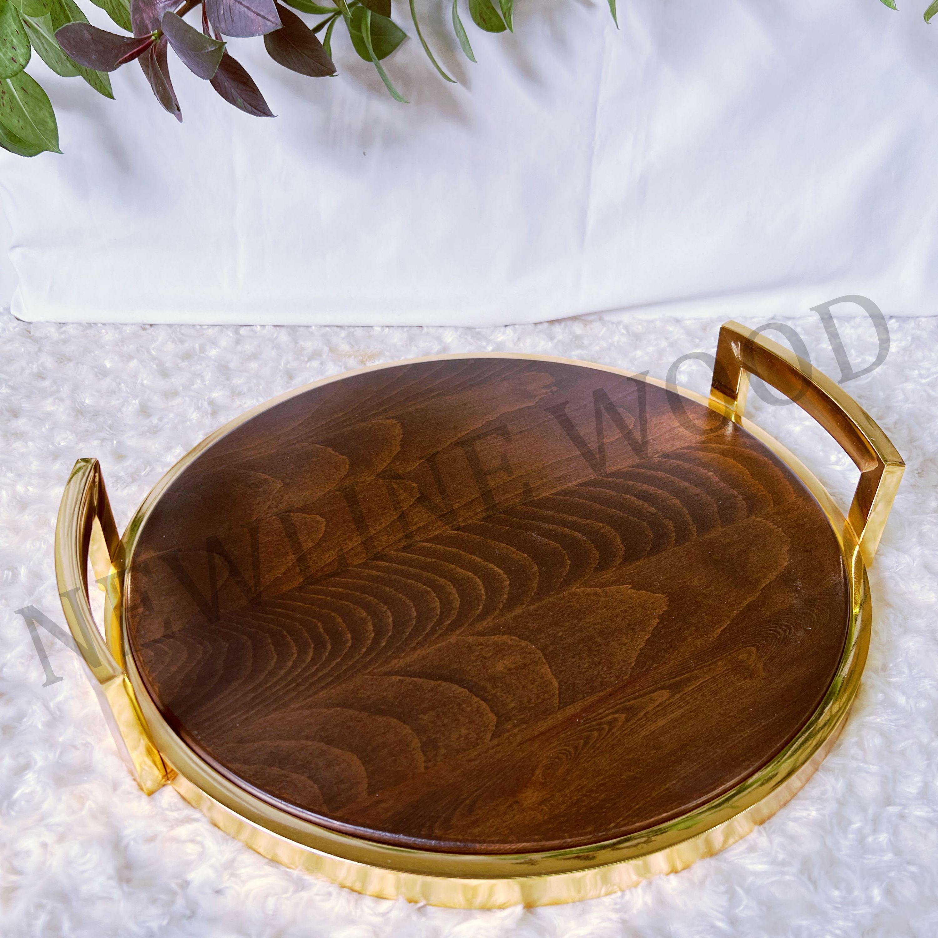 سینی چوبی دایره دوردار -سینی چوبی دسته دار -سینی چوبی و فلزی